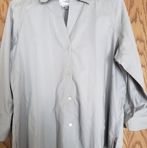 NWOT Foxcroft Gray Button Shirt